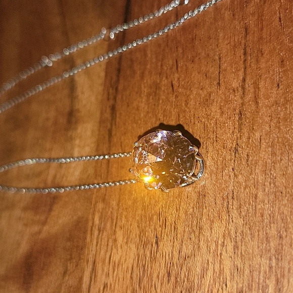 Light Pink Cubic Zerconia Necklace Silver Stainless Steel NEW With Tag Gift - Picture 3 of 4